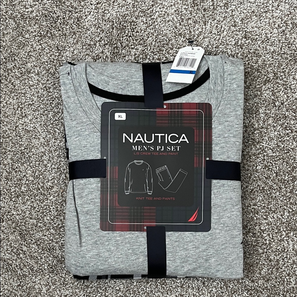 Nautica Men's Light Gray PJ Knit Tee & Pants Set
